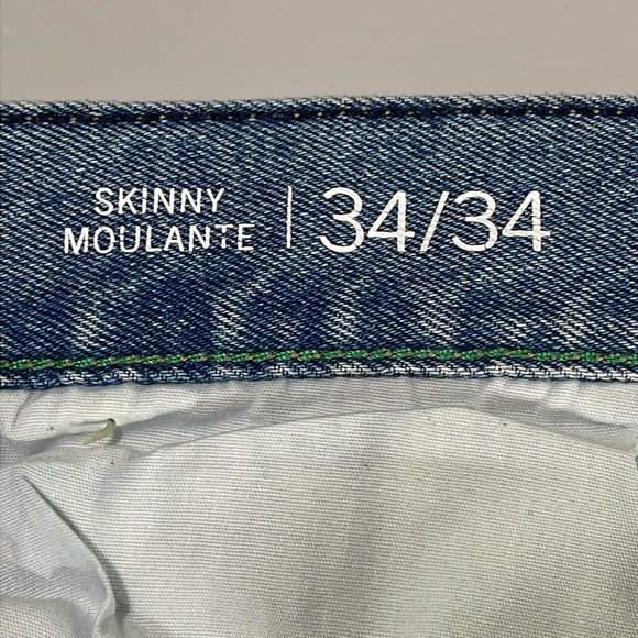 Tommy Hilfiger Size 34 Y2K vintage distressed light wash skinny jeans w/ patches - Picture 12 of 14